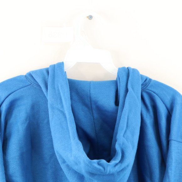 Vintage Blank Full Zip Hoodie Sweatshirt Blue USA - Picture 7 of 8